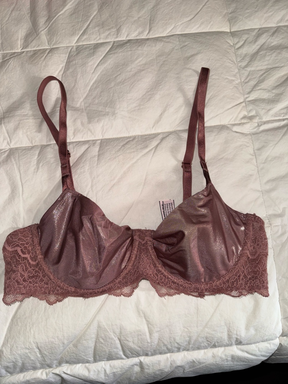 Victoria's Secret Dusty Rose Shimmer Lace Underwire Bra